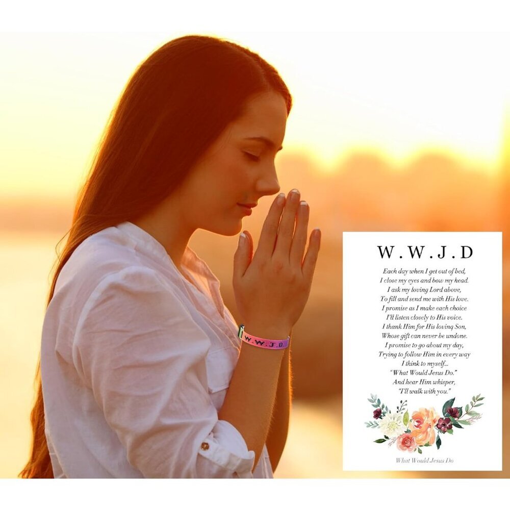 Meaningful WWJD Bracelet Set with 21 Cards and Velvet Bag - Faith-Inspired Gifts - Picture 3 of 7